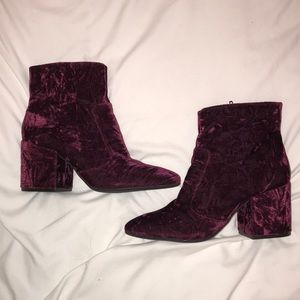Gianni Bini Deep Red Crushed Velvet Ankle Booties